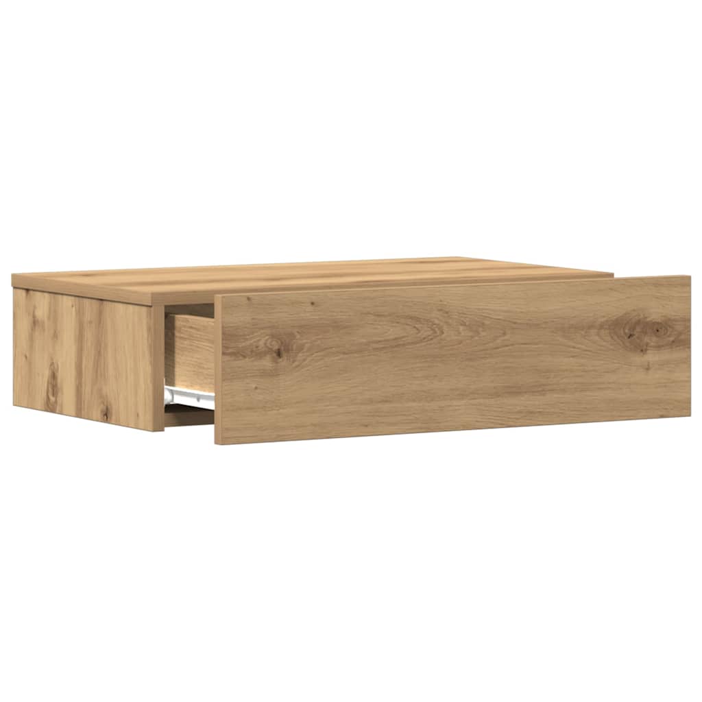 Nachtkastje 60x35 cm bewerkt hout artisanaal eikenkleur
