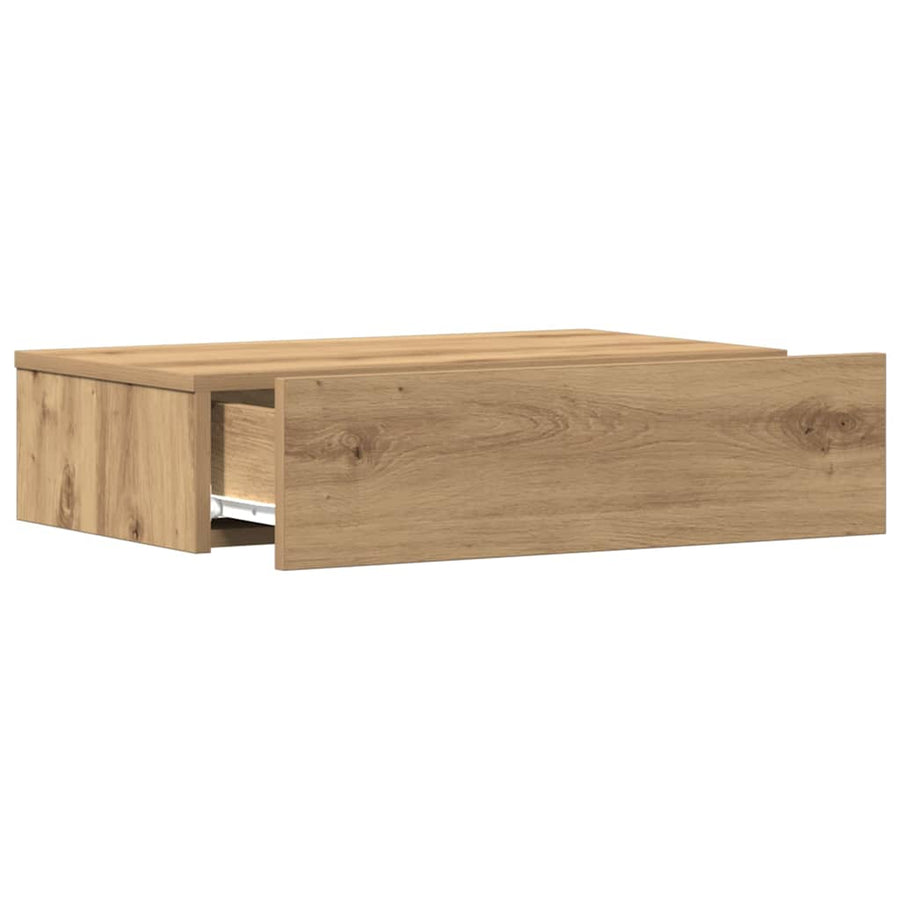 Nachtkastje 60x35 cm bewerkt hout artisanaal eikenkleur