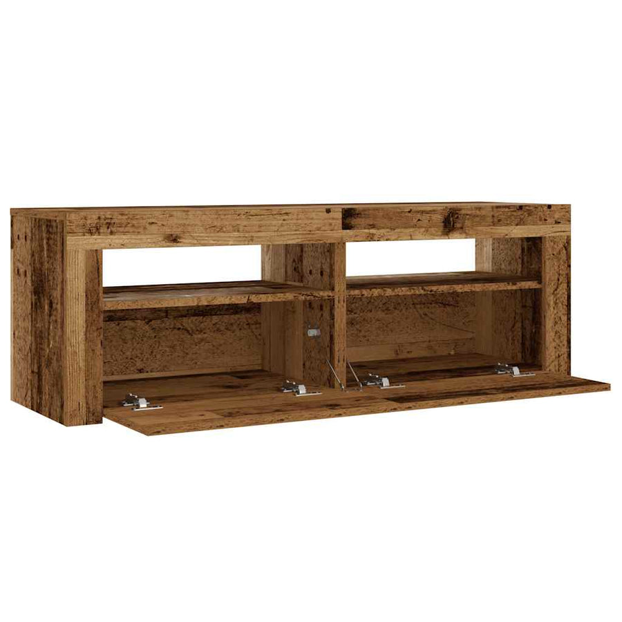 Nachtkastjes 2 st met LED's 60x35x40 cm oud houtkleurig