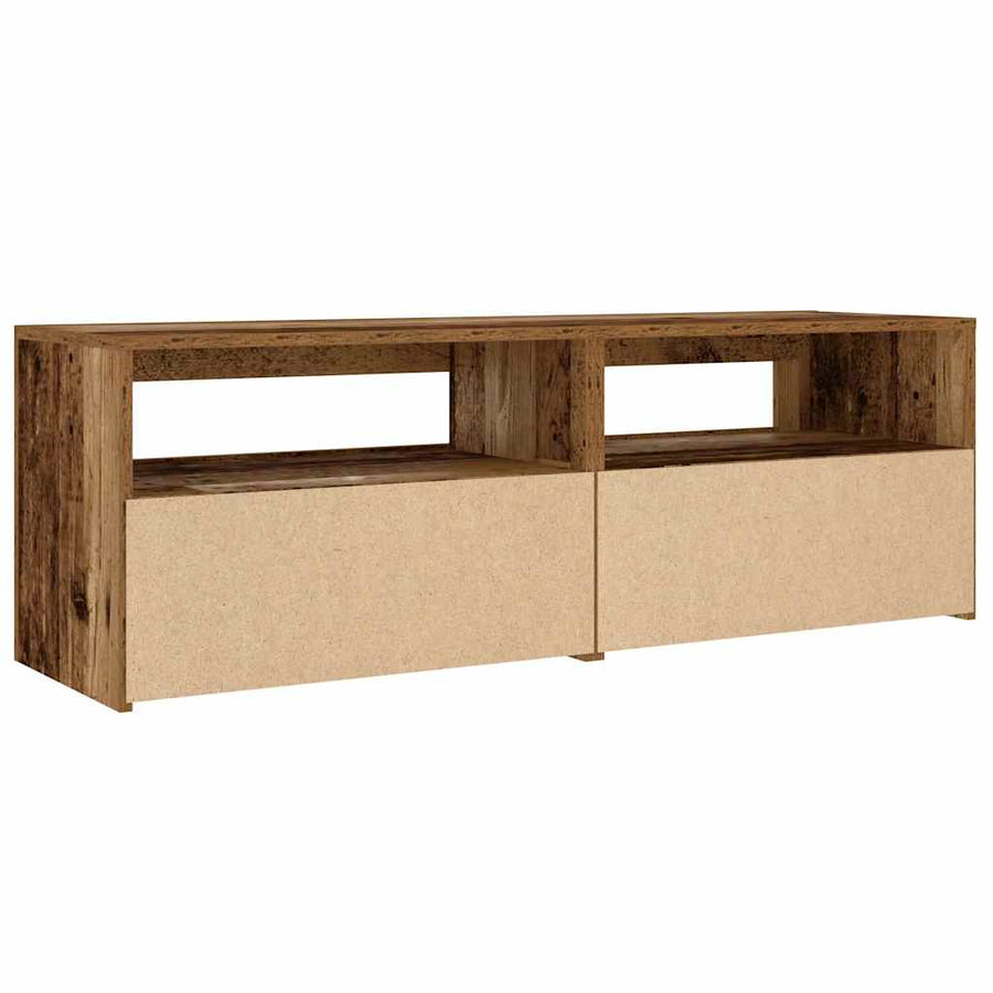 Nachtkastjes 2 st met LED's 60x35x40 cm oud houtkleurig