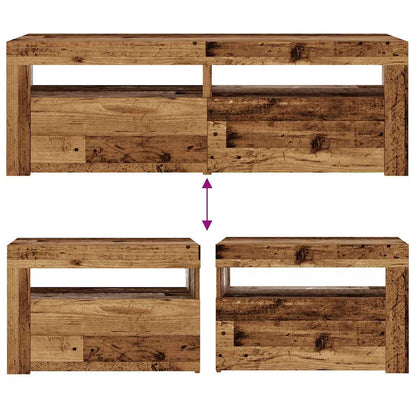 Nachtkastjes 2 st met LED's 60x35x40 cm oud houtkleurig