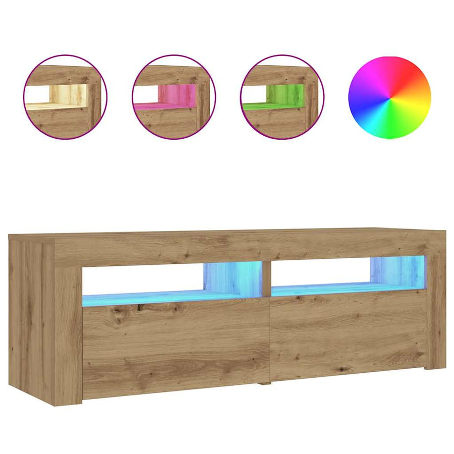 Nachtkastjes 2 st met LED's 60x35x40 cm artisanaal eikenkleur