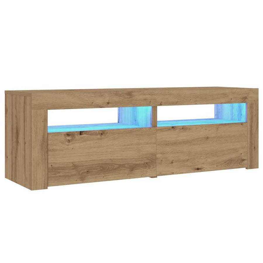 Nachtkastjes 2 st met LED's 60x35x40 cm artisanaal eikenkleur