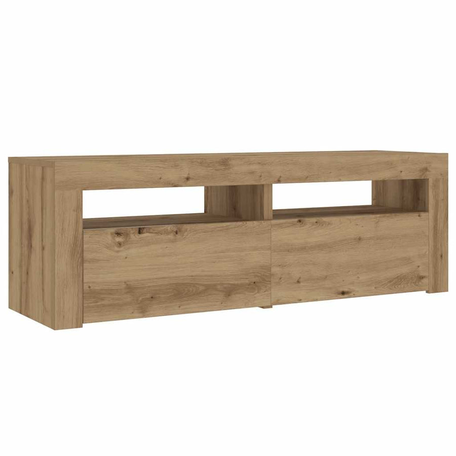 Nachtkastjes 2 st met LED's 60x35x40 cm artisanaal eikenkleur
