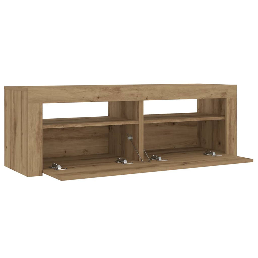 Nachtkastjes 2 st met LED's 60x35x40 cm artisanaal eikenkleur