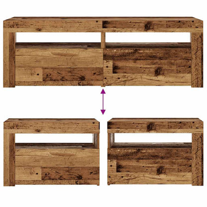 Nachtkastjes 2 st met LED's 60x35x40 cm artisanaal eikenkleur