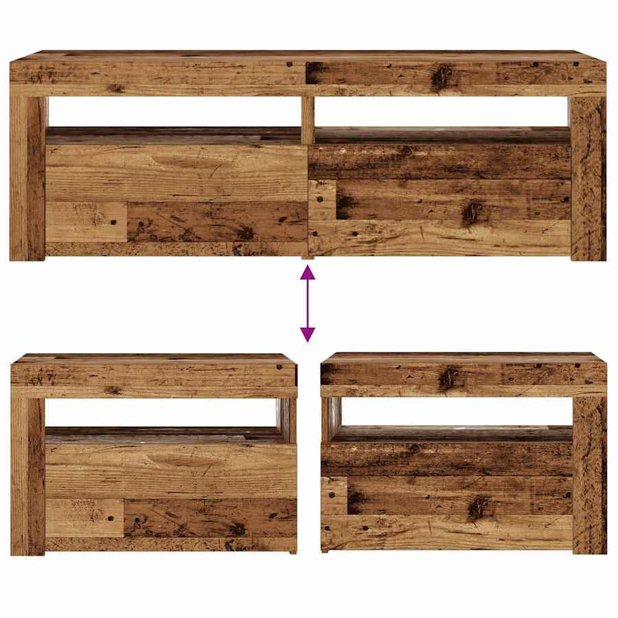 Nachtkastjes 2 st met LED's 60x35x40 cm artisanaal eikenkleur