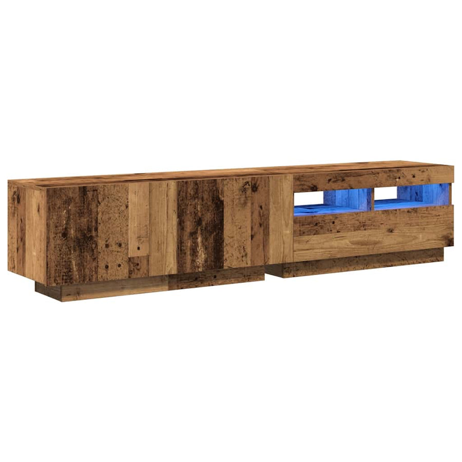 Tv-meubel met LED 180x35x40 cm bewerkt hout oud hout