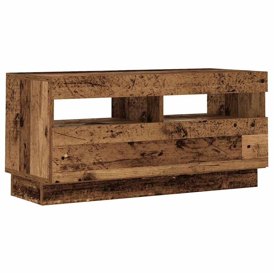 Tv-meubel met LED 180x35x40 cm bewerkt hout oud hout