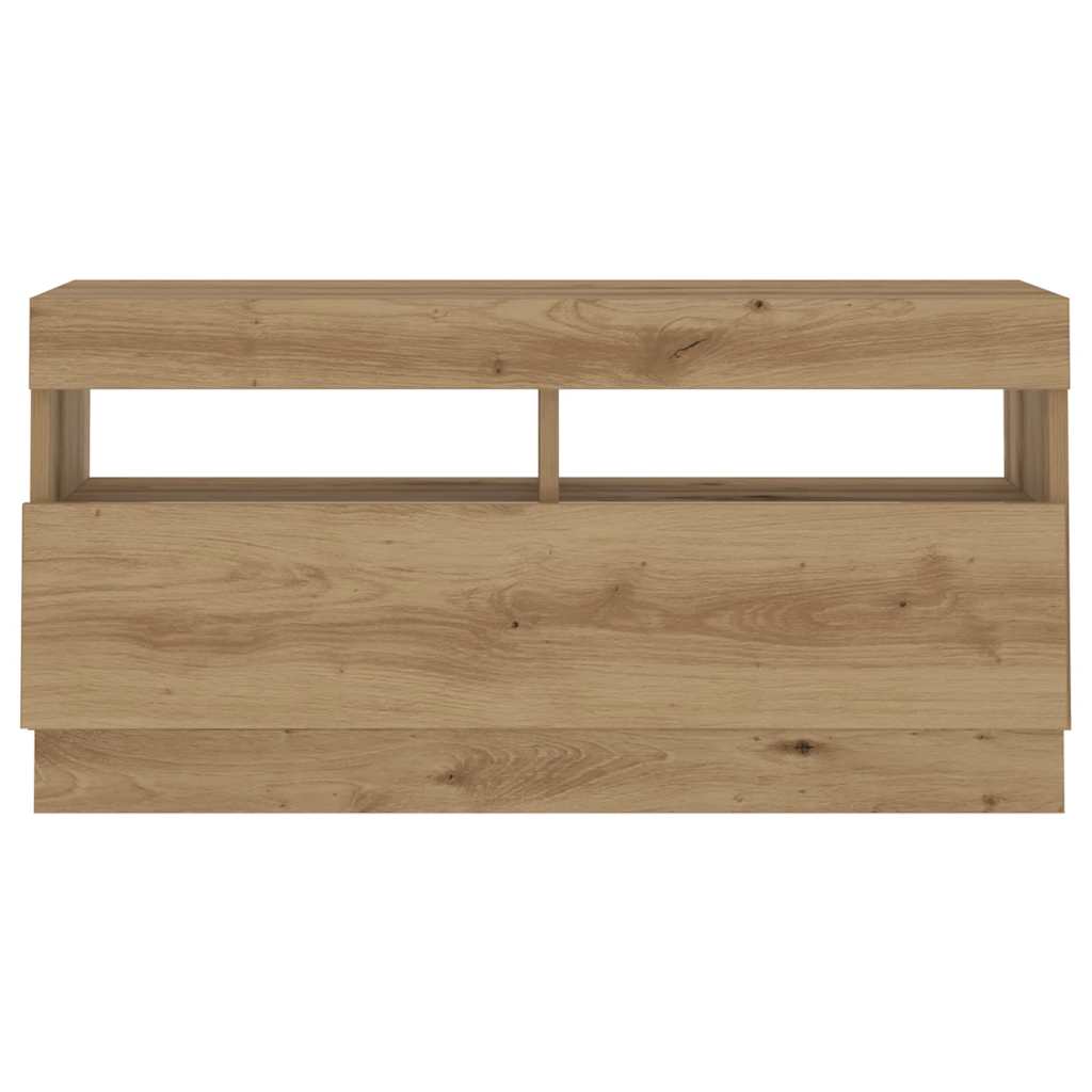 Tv-meubel met LED 180x35x40 cm bewerkt hout artisanaal eiken
