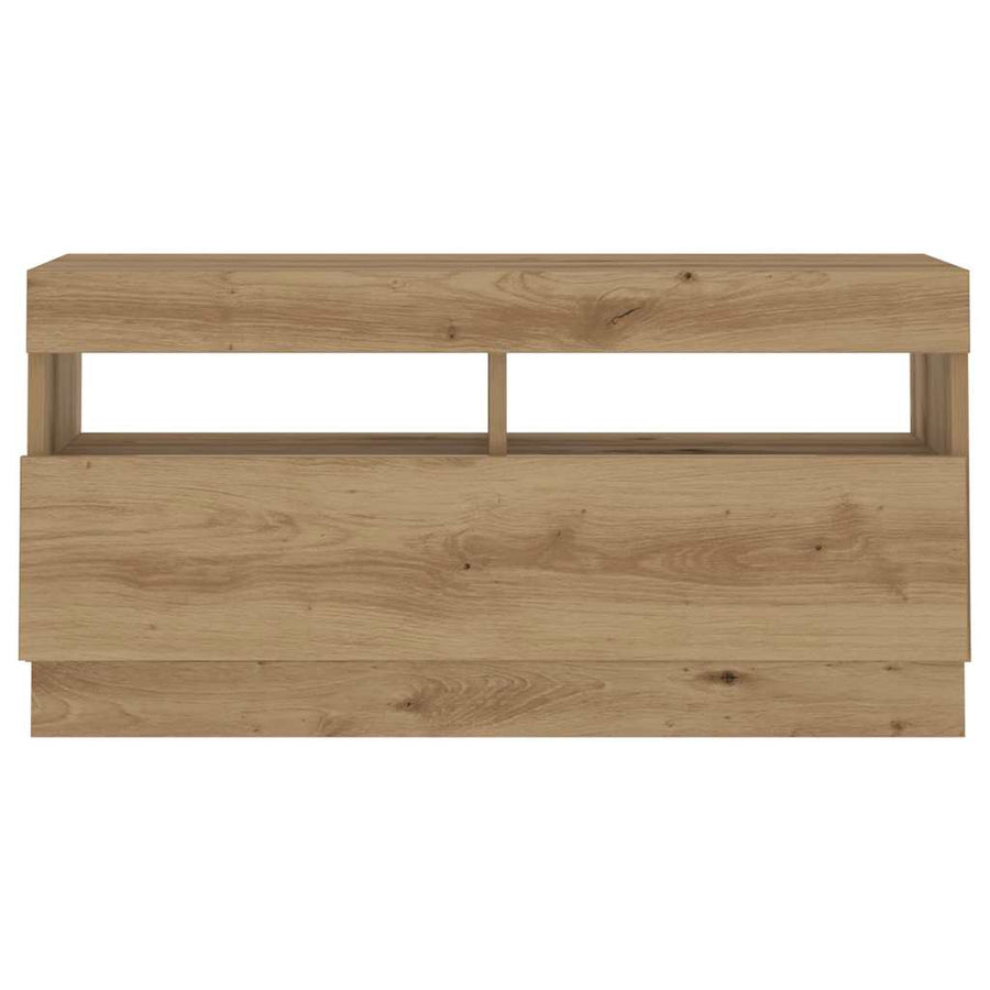 Tv-meubel met LED 180x35x40 cm bewerkt hout artisanaal eiken