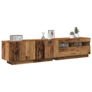 Tv-meubel 180x35x40 cm bewerkt hout artisanaal eiken LED
