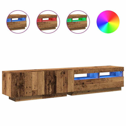 Tv-meubel met LED 200x35x40 cm bewerkt hout oud hout
