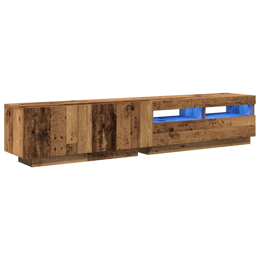 Tv-meubel met LED 200x35x40 cm bewerkt hout oud hout