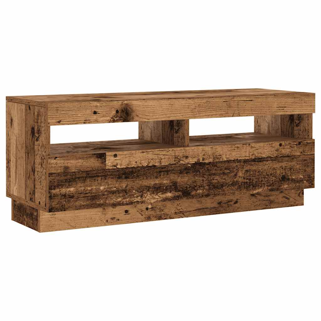 Tv-meubel met LED 200x35x40 cm bewerkt hout oud hout