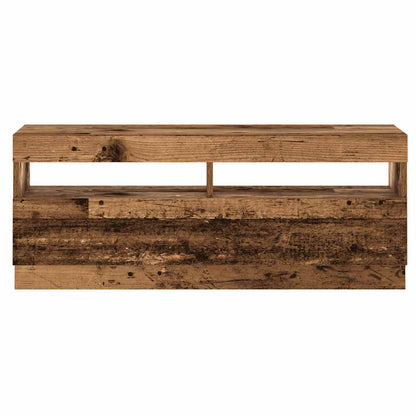 Tv-meubel met LED 200x35x40 cm bewerkt hout oud hout