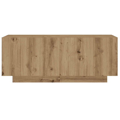 Tv-meubel met LED 200x35x40 cm bewerkt hout artisanaal eiken