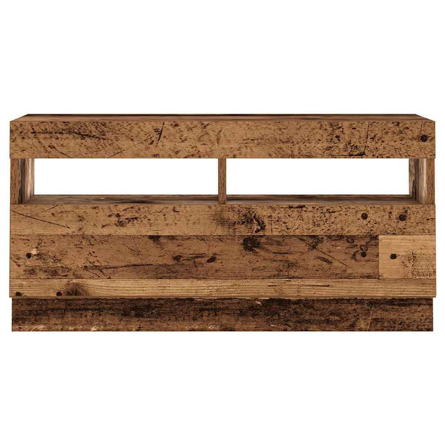 Tv-meubel met LED 260x35x40 cm bewerkt hout oud hout
