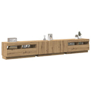 Tv-meubel 260x35x40 cm bewerkt hout artisanaal eiken