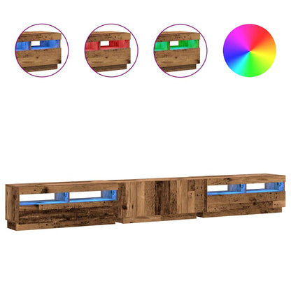 Tv-meubel met LED 300x35x40 cm bewerkt hout oud hout
