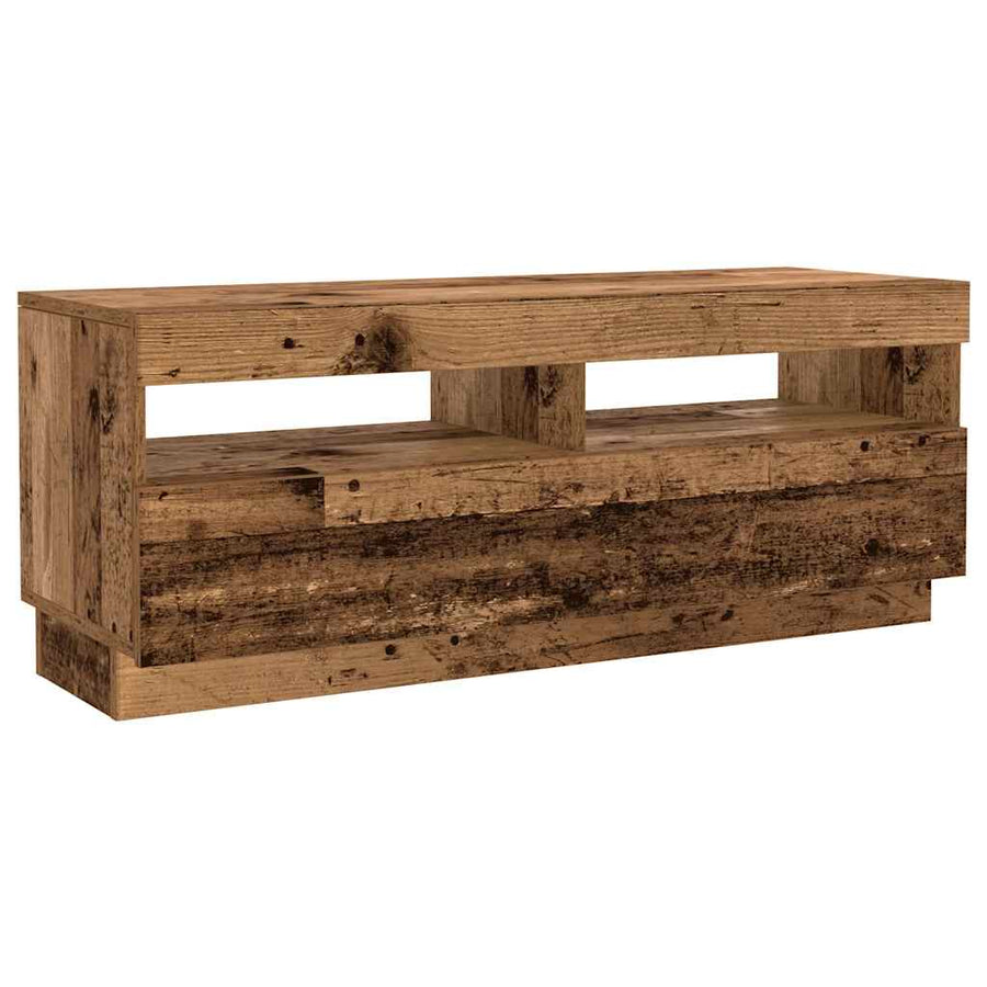 Tv-meubel met LED 300x35x40 cm bewerkt hout oud hout