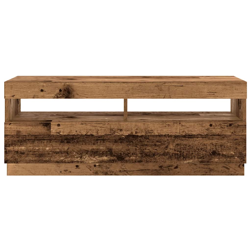 Tv-meubel met LED 300x35x40 cm bewerkt hout oud hout