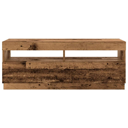 Tv-meubel met LED 300x35x40 cm bewerkt hout oud hout