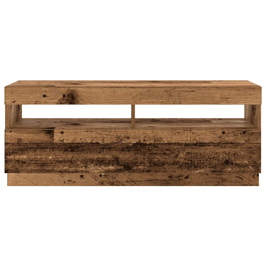 Tv-meubel met LED 300x35x40 cm bewerkt hout oud hout