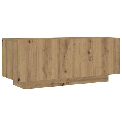 Tv-meubel met LED 300x35x40 cm bewerkt hout artisanaal eiken