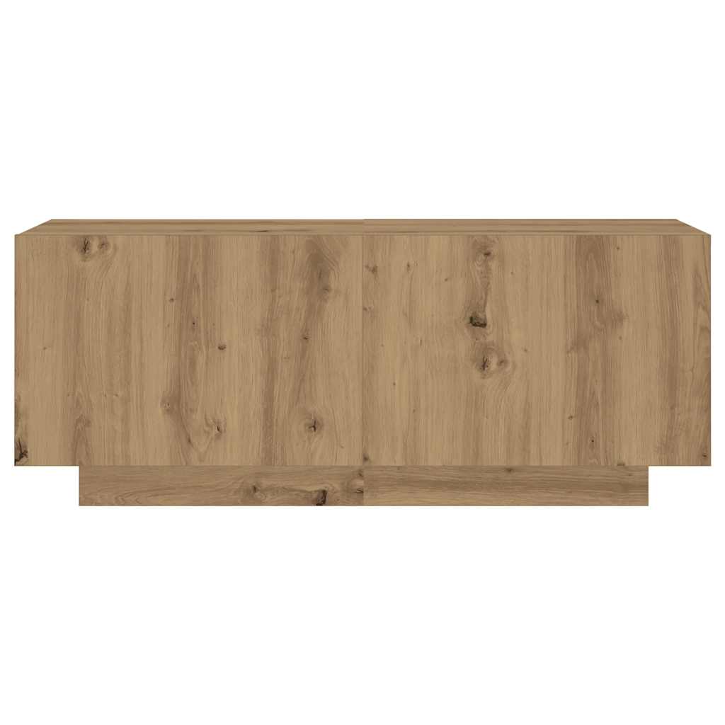 Tv-meubel met LED 300x35x40 cm bewerkt hout artisanaal eiken