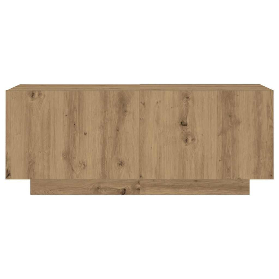 Tv-meubel met LED 300x35x40 cm bewerkt hout artisanaal eiken