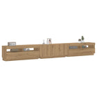 Tv-meubel 300x35x40 cm bewerkt hout eiken met LED