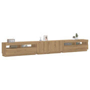 Tv-meubel 300x35x40 cm bewerkt hout eiken met LED