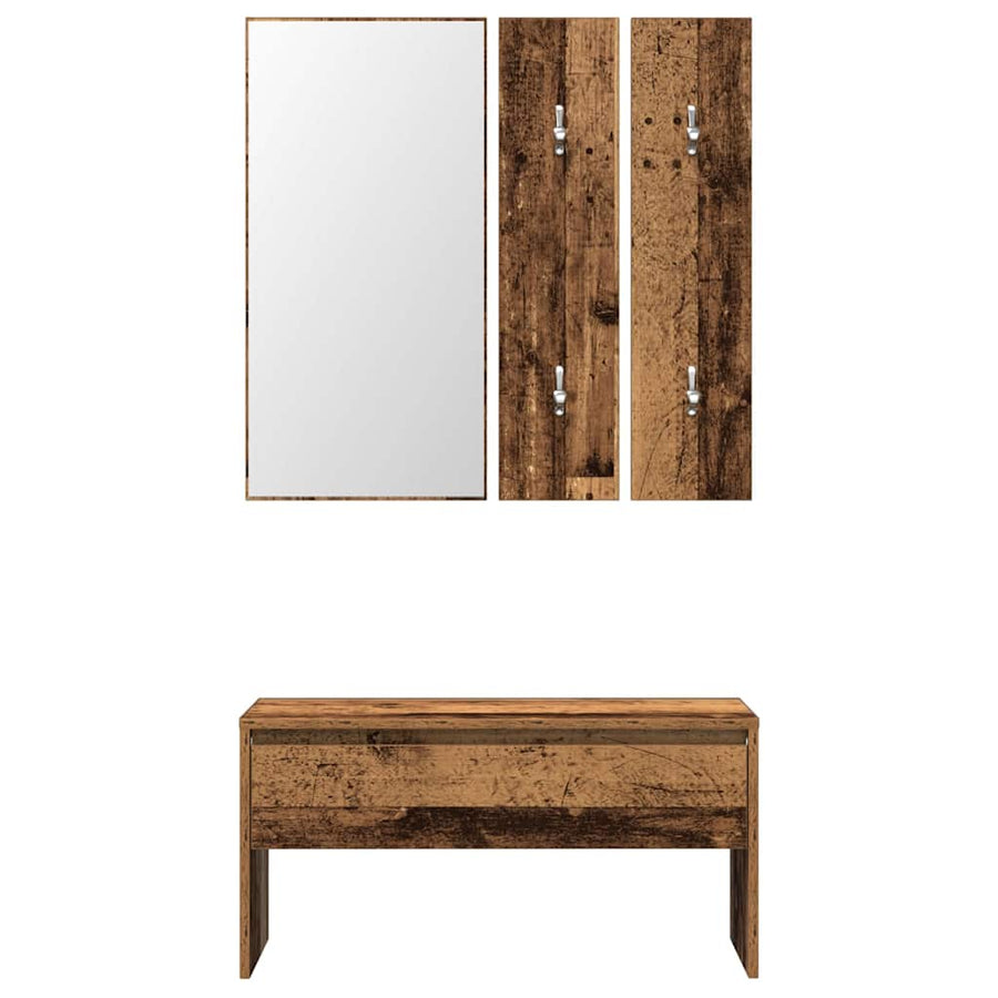 Halmeubelset bewerkt hout oud houtkleurig