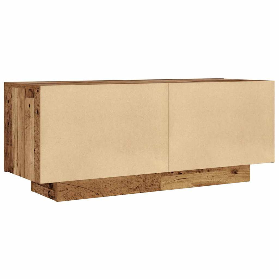 Nachtkastje 100x35x40 cm bewerkt hout oud houtkleurig