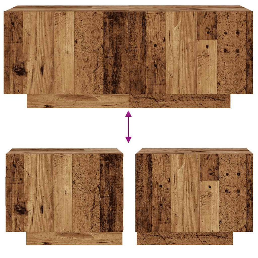 Nachtkastje 100x35x40 cm bewerkt hout oud houtkleurig