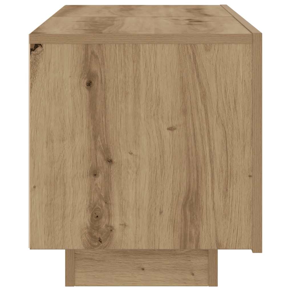 Nachtkastje 100x35x40 cm bewerkt hout artisanaal eikenkleur