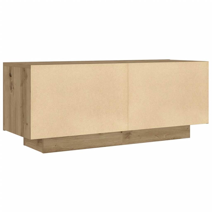 Nachtkastje 100x35x40 cm bewerkt hout artisanaal eikenkleur