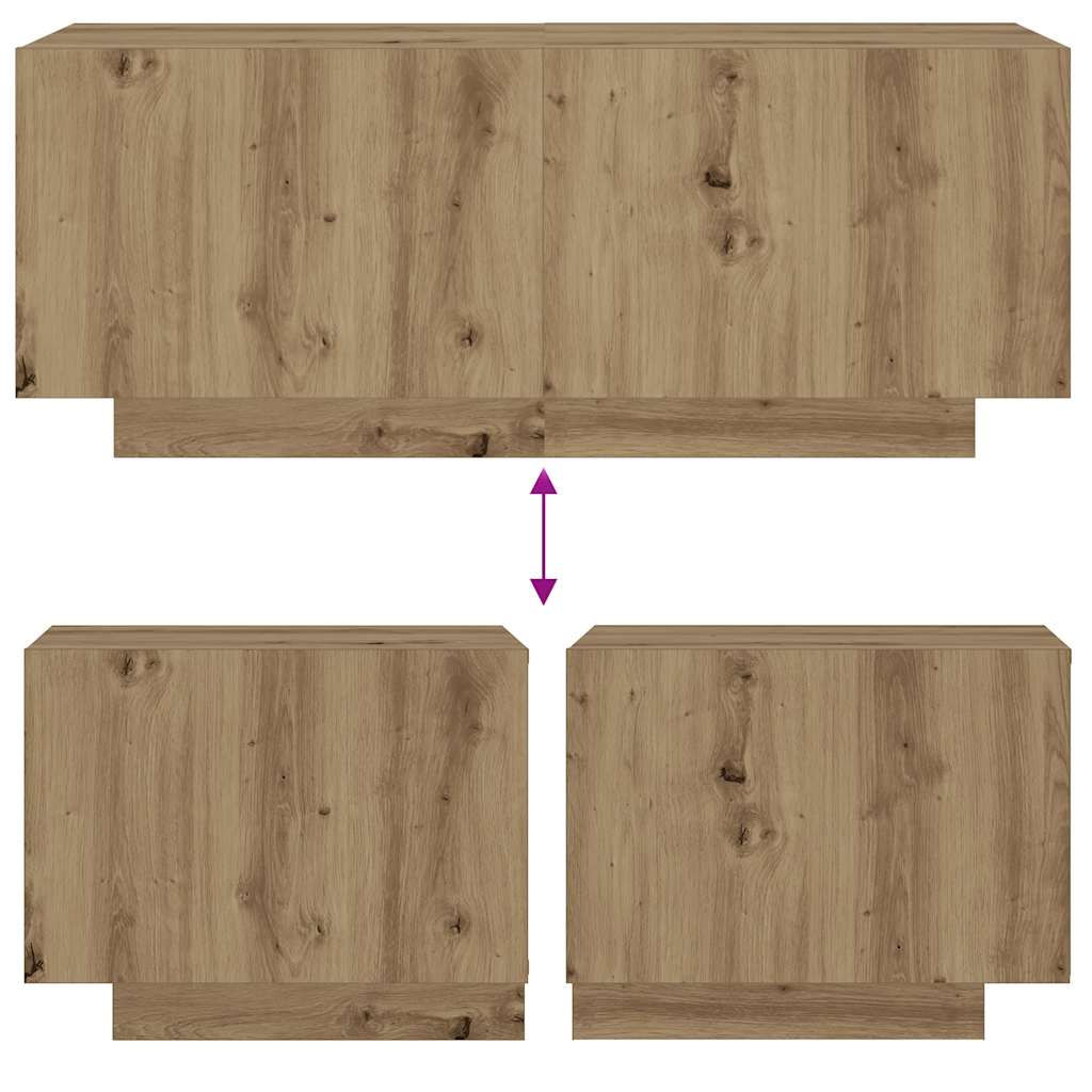 Nachtkastje 100x35x40 cm bewerkt hout artisanaal eikenkleur