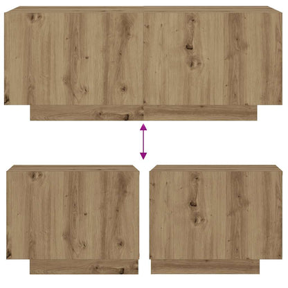 Nachtkastje 100x35x40 cm bewerkt hout artisanaal eikenkleur