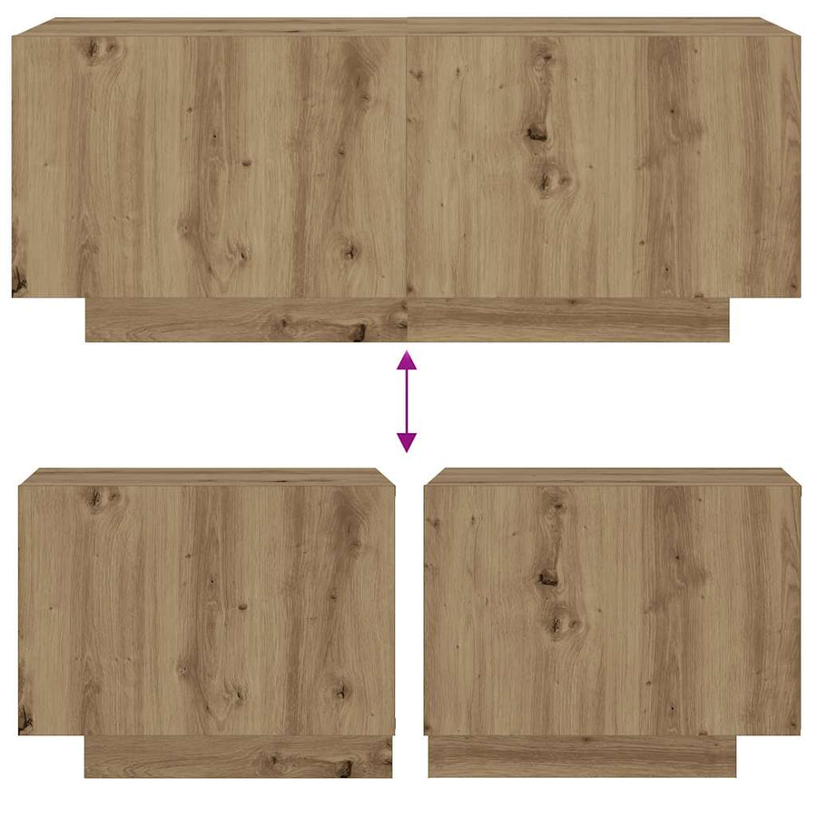 Nachtkastje 100x35x40 cm bewerkt hout artisanaal eikenkleur