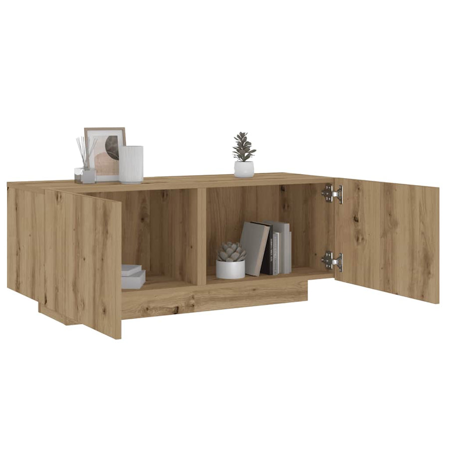 Nachtkastje 100x35x40 cm bewerkt hout artisanaal eikenkleur