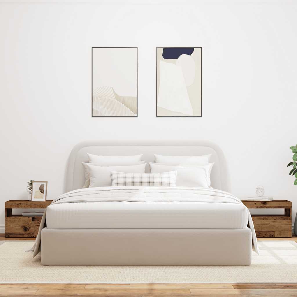 Nachtkastje met LED 60x35x40 cm bewerkt hout oud hout