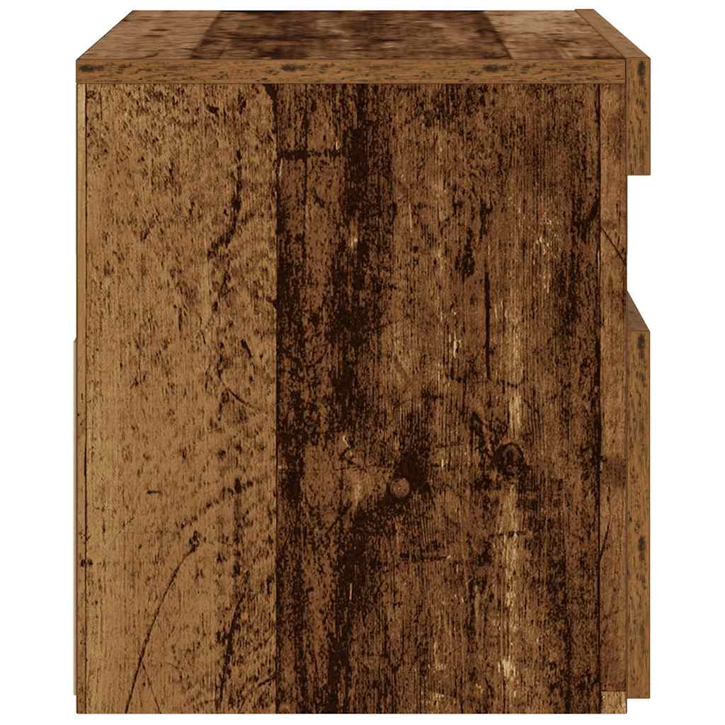 Nachtkastje met LED 60x35x40 cm bewerkt hout oud hout