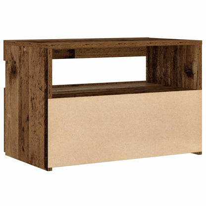 Nachtkastje met LED 60x35x40 cm bewerkt hout oud hout