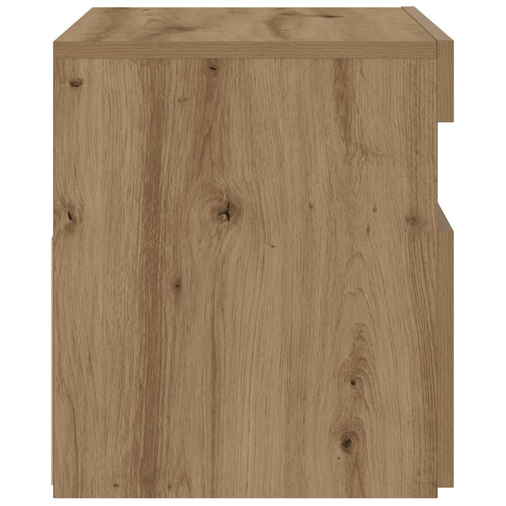 Nachtkastje met LED 60x35x40 cm bewerkt hout artisanaal eiken
