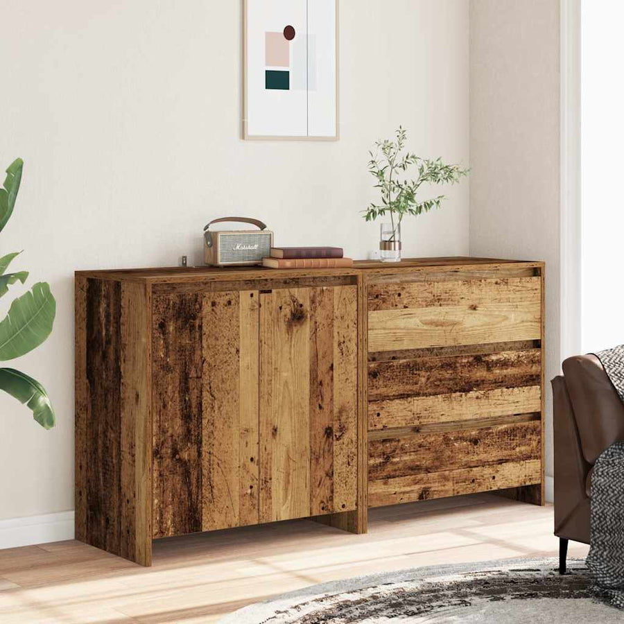 2-delige Dressoirs bewerkt hout oud houtkleurig