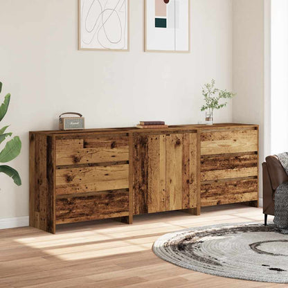 3-delige Dressoirs bewerkt hout oud houtkleurig