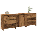 Dressoir 3-delig bewerkt hout oud houtkleurig