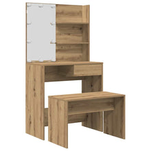 Kaptafelset Met Led-Verlichting Bewerkt Hout Artisanaal Eiken 74.5 x 40 x 141 cm